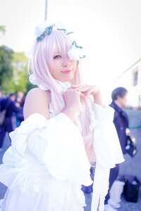 Rating: Safe Score: 0 Tags: 1girl blurry blurry_background blurry_foreground crown depth_of_field dress kirakishou lips long_hair photo smile solo solo_focus white_hair User: admin