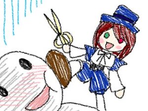 Rating: Safe Score: 0 Tags: 1girl blue_skirt bow bowtie green_eyes hat heterochromia image long_sleeves open_mouth pantyhose red_eyes red_hair short_hair smile solo souseiseki User: admin