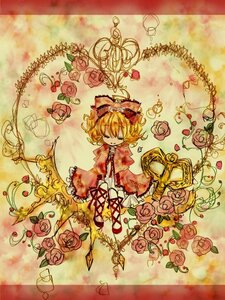 Rating: Safe Score: 0 Tags: 1girl blonde_hair bow closed_eyes dress flower hat hina_ichigo hinaichigo image red_flower red_rose rose short_hair smile solo thorns traditional_media vines User: admin