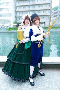 Rating: Safe Score: 0 Tags: 1girl apron blue_eyes blurry brown_hair building depth_of_field dress frills hat looking_at_viewer outdoors smile solo souseiseki standing User: admin