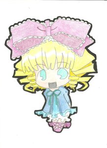 Rating: Safe Score: 0 Tags: 1girl blonde_hair blue_eyes blush_stickers bow chibi dress drill_hair full_body hair_bow hina_ichigo hinaichigo image long_sleeves open_mouth pink_bow short_hair simple_background smile solo standing striped User: admin