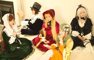 Rating: Safe Score: 0 Tags: 4girls 91076 blonde_hair bonnet bow brown_hair closed_eyes dress flower frills hat long_hair long_sleeves multiple_cosplay multiple_girls pink_bow shinku silver_hair suigintou suiseiseki tagme tea teacup User: admin