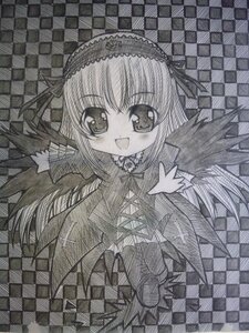 Rating: Safe Score: 0 Tags: 1girl :d argyle argyle_background argyle_legwear auto_tagged checkered checkered_background checkered_floor chess_piece dress greyscale hairband image lolita_hairband long_hair long_sleeves looking_at_viewer monochrome open_mouth perspective plaid_background smile solo suigintou tile_floor tiles traditional_media User: admin