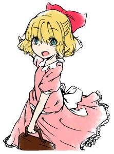 Rating: Safe Score: 0 Tags: 1girl auto_tagged blonde_hair blue_eyes bow eyebrows_visible_through_hair hair_bow hinaichigo image looking_at_viewer open_mouth shirt short_hair short_sleeves simple_background skirt solo User: admin