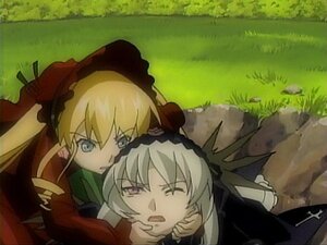 Rating: Safe Score: 0 Tags: 2girls auto_tagged blonde_hair blue_eyes bonnet image long_hair long_sleeves lying multiple_girls one_eye_closed pair shinku suigintou wince User: admin