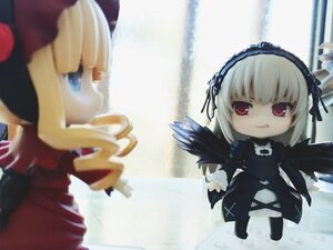 Rating: Safe Score: 0 Tags: 2girls black_wings blonde_hair blue_eyes blurry chibi depth_of_field doll dress drill_hair frills hairband lolita_fashion lolita_hairband long_sleeves multiple_dolls multiple_girls photo red_eyes shinku standing suigintou tagme twin_drills wings User: admin