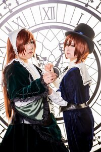 Rating: Safe Score: 0 Tags: 2girls brown_hair dress green_eyes hat lips long_hair long_sleeves multiple_cosplay multiple_girls short_hair siblings sisters souseiseki suiseiseki tagme top_hat twins User: admin