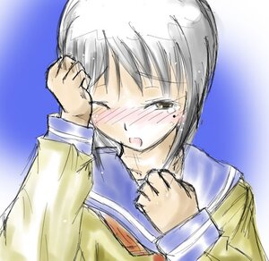 Rating: Safe Score: 0 Tags: 1girl bangs blue_sailor_collar blush grabbing gradient human image kashiwaba_tomoe long_sleeves oekaki one_eye_closed open_mouth sailor_collar school_uniform serafuku short_hair sketch solo upper_body User: admin
