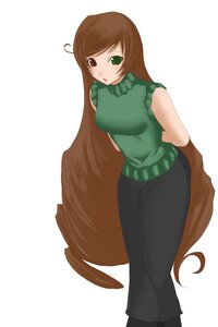 Rating: Safe Score: 0 Tags: 1girl :o arms_behind_back blush breasts brown_hair casual chemical-x dress green_eyes heterochromia highres image long_hair looking_at_viewer older red_eyes rozen_maiden simple_background skirt sleeveless solo standing suiseiseki very_long_hair white_background User: admin