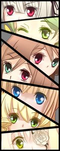 Rating: Safe Score: 0 Tags: 6+girls blonde_hair brown_hair close-up column_lineup flower green_eyes heterochromia image letterboxed looking_at_viewer multiple multiple_girls pink_rose red_eyes rose short_hair siblings sisters souseiseki suiseiseki tagme twins white_flower white_rose User: admin