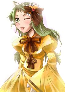Rating: Safe Score: 0 Tags: 1girl auto_tagged blush bow dress green_eyes green_hair image juliet_sleeves kanaria long_hair long_sleeves one_eye_closed puffy_sleeves ribbon solo striped tongue tongue_out User: admin