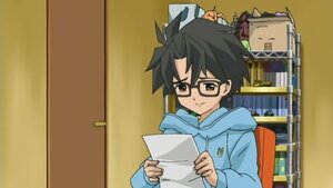 Rating: Safe Score: 0 Tags: 1boy black-framed_eyewear black_hair glasses holding hood human looking_at_viewer sakurada_jun screenshot solo upper_body User: admin