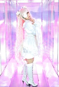 Rating: Safe Score: 0 Tags: 1girl boots dress eyepatch frills green_eyes hair_ornament high_heels kirakishou lips lying on_stomach solo thighhighs white_hair User: admin