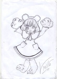Rating: Safe Score: 0 Tags: 1girl ;d dated dress eyebrows_visible_through_hair full_body hinaichigo image long_sleeves looking_at_viewer monochrome one_eye_closed open_mouth paw_gloves paws photo short_hair signature smile solo standing User: admin