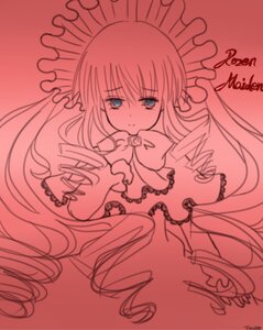 Rating: Safe Score: 0 Tags: 1girl bow bowtie dress drill_hair frills hat image long_hair long_sleeves monochrome red_theme shinku simple_background solo twin_drills twintails very_long_hair User: admin