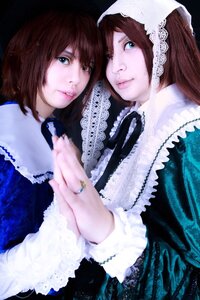Rating: Safe Score: 0 Tags: 2girls blue_eyes brown_hair dress holding_hands jewelry lips long_hair multiple_cosplay multiple_girls ring short_hair siblings sisters souseiseki suiseiseki tagme twins User: admin