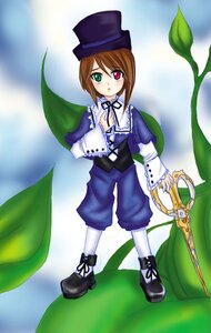 Rating: Safe Score: 0 Tags: 1girl blue_dress brown_hair dress frills full_body green_eyes hat heterochromia image long_sleeves looking_at_viewer pantyhose plant red_eyes solo souseiseki standing suiseiseki top_hat white_legwear User: admin