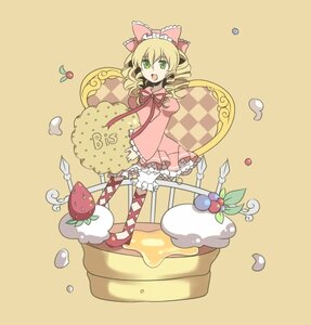 Rating: Safe Score: 0 Tags: 1girl blonde_hair bow cake dress drill_hair food fork frills fruit green_eyes hair_bow hina_ichigo hinaichigo image open_mouth pantyhose pink_bow short_hair solo spoon strawberry User: admin