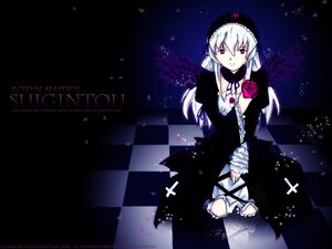 Rating: Safe Score: 0 Tags: 1girl argyle argyle_background argyle_legwear board_game checkered checkered_background checkered_floor chess_piece dress flower hairband image lolita_hairband long_hair perspective petals pink_eyes rose silver_hair solo suigintou tile_floor tiles wings User: admin