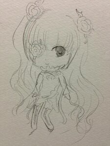 Rating: Safe Score: 0 Tags: 1girl eyelashes flower hair_ornament image kirakishou long_hair monochrome rose sketch smile solo traditional_media User: admin