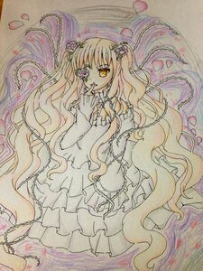 Rating: Safe Score: 0 Tags: 1girl chain dress flower hair_flower hair_ornament image kirakishou long_hair petals pink_hair solo traditional_media very_long_hair watercolor_(medium) yellow_eyes User: admin