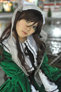 Rating: Safe Score: 0 Tags: 1girl blurry blurry_background brown_hair closed_mouth depth_of_field dress frills green_dress heterochromia lips long_hair long_sleeves looking_at_viewer solo suiseiseki User: admin
