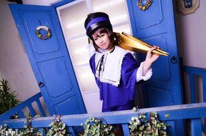 Rating: Safe Score: 0 Tags: 1girl brown_eyes brown_hair door dress flower hat indoors long_sleeves looking_at_viewer plant potted_plant smile solo souseiseki User: admin