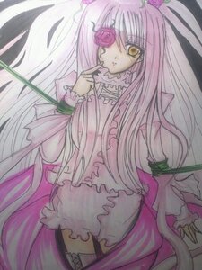 Rating: Safe Score: 0 Tags: 1girl auto_tagged dress eyepatch flower frills image kirakishou long_hair long_sleeves pink_hair ribbon rose solo thighhighs traditional_media very_long_hair yellow_eyes User: admin