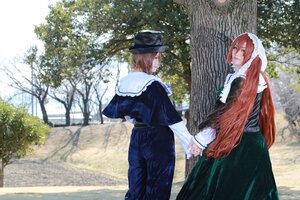 Rating: Safe Score: 0 Tags: 2girls brown_hair building bush capelet day fence hat long_hair long_sleeves multiple_cosplay multiple_girls outdoors photo_background short_hair souseiseki standing tagme tree User: admin