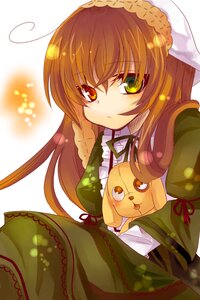 Rating: Safe Score: 0 Tags: 1girl ahoge braid brown_hair dress green_dress green_eyes hat head_scarf heterochromia image long_hair long_sleeves red_eyes solo suiseiseki User: admin