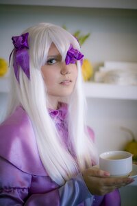 Rating: Safe Score: 0 Tags: 1girl barasuishou blue_eyes blurry bow coffee_mug cup depth_of_field eyepatch hair_bow hair_ornament hair_over_one_eye holding_cup lips long_hair mug nail_polish purple_bow solo steam tea teacup User: admin