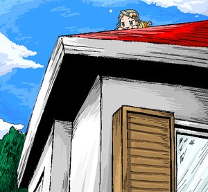Rating: Safe Score: 0 Tags: 1girl blue_sky chibi cloud day drill_hair frills green_eyes green_hair house iguchi_sentarou image kanaria lying oekaki outdoors rooftop rozen_maiden sky solo User: admin