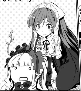 Rating: Safe Score: 0 Tags: 2girls blush greyscale halftone halftone_background hat head_scarf image long_hair monochrome multiple_girls open_mouth pair polka_dot polka_dot_background polka_dot_bra polka_dot_dress shinku suiseiseki sweatdrop User: admin