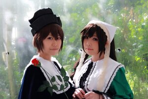 Rating: Safe Score: 0 Tags: 2girls brown_eyes brown_hair day dress fruit hat multiple_cosplay multiple_girls outdoors short_hair sisters smile suiseiseki sunlight tagme User: admin