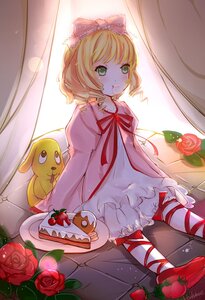 Rating: Safe Score: 0 Tags: 1girl :t apple blonde_hair bow cake curtains dress eating flower food food_on_face fruit green_eyes hina_ichigo hinaichigo image pink_rose red_flower red_rose ribbon rose rose_petals short_hair solo strawberry tears underwear yellow_rose User: admin