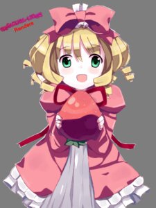 Rating: Safe Score: 0 Tags: 1girl blonde_hair blush bow dress drill_hair food frills green_eyes hina_ichigo hinaichigo image long_sleeves looking_at_viewer open_mouth pink_bow pink_dress smile solo User: admin