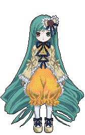 Rating: Safe Score: 0 Tags: 1girl bow costume dress flower frills full_body green_hair hair_ornament image kanaria long_hair long_sleeves pixel_art solo standing switch User: admin