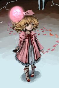 Rating: Safe Score: 0 Tags: 1girl blonde_hair bow dress flower green_eyes hina_ichigo hinaichigo image long_sleeves petals pink_bow pink_dress ribbon short_hair solo standing User: admin
