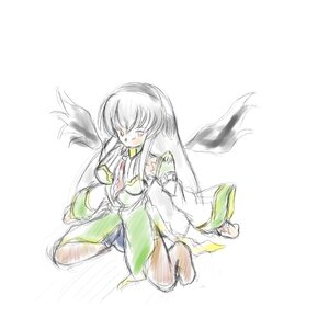 Rating: Safe Score: 0 Tags: 1girl bare_shoulders blush detached_sleeves full_body head_wings image kneeling long_hair long_sleeves sidelocks solo suigintou white_background User: admin