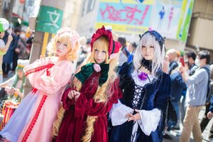 Rating: Safe Score: 0 Tags: 4girls 6+girls 91076 blonde_hair blurry blurry_background depth_of_field dress flower hat long_hair long_sleeves looking_at_viewer multiple_cosplay multiple_girls photo shinku standing tagme User: admin