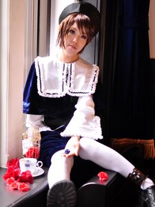 Rating: Safe Score: 0 Tags: 1girl 3d blurry brown_hair depth_of_field dress hat lace lips nail_polish photo realistic short_hair sitting socks solo souseiseki white_legwear User: admin