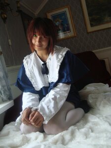 Rating: Safe Score: 0 Tags: bed brown_hair dress green_eyes heterochromia indoors long_sleeves on_bed red_eyes sitting smile solo souseiseki User: admin