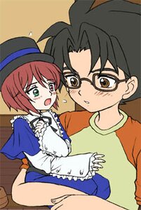 Rating: Safe Score: 0 Tags: apron black_hair blush dress glasses green_eyes hat image long_sleeves open_mouth red_eyes red_hair sakurada_jun solo souseiseki User: admin