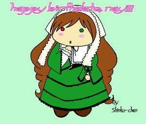 Rating: Safe Score: 0 Tags: 1girl :o blush_stickers brown_hair chibi dress frills full_body green_background green_dress head_scarf heterochromia image long_hair long_sleeves red_eyes simple_background solo standing suiseiseki very_long_hair User: admin