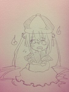 Rating: Safe Score: 0 Tags: 1girl ? beret blush crying dress eyebrows_visible_through_hair hair_between_eyes hat heart image long_hair long_sleeves monochrome open_mouth shinku solo tears traditional_media User: admin