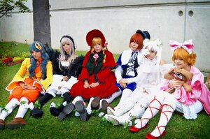 Rating: Safe Score: 0 Tags: auto_tagged blonde_hair blue_eyes bow brown_hair dress frills hat long_hair multiple_cosplay multiple_girls pantyhose short_hair siblings silver_hair tagme twins User: admin