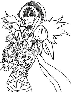 Rating: Safe Score: 0 Tags: 1girl dress frills greyscale hairband image long_hair long_sleeves looking_at_viewer monochrome ribbon simple_background solo suigintou white_background wings User: admin