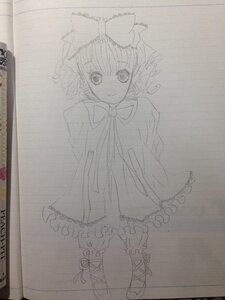 Rating: Safe Score: 0 Tags: 1girl bow graphite_(medium) greyscale hair_bow hakurei_reimu hinaichigo image looking_at_viewer monochrome photo smile solo traditional_media User: admin
