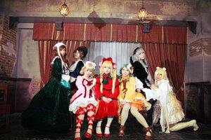 Rating: Safe Score: 0 Tags: 6+girls black_hair blonde_hair blue_eyes bow brown_hair candle closed_eyes curtains dress hair_ornament hat lantern long_hair multiple_cosplay multiple_girls pantyhose short_hair silver_hair sitting striped striped_legwear tagme User: admin