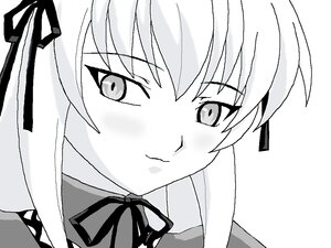 Rating: Safe Score: 0 Tags: 1girl bangs blush closed_mouth eyebrows_visible_through_hair greyscale hair_between_eyes hair_ribbon image long_hair looking_at_viewer monochrome neck_ribbon ribbon smile solo suigintou white_background User: admin